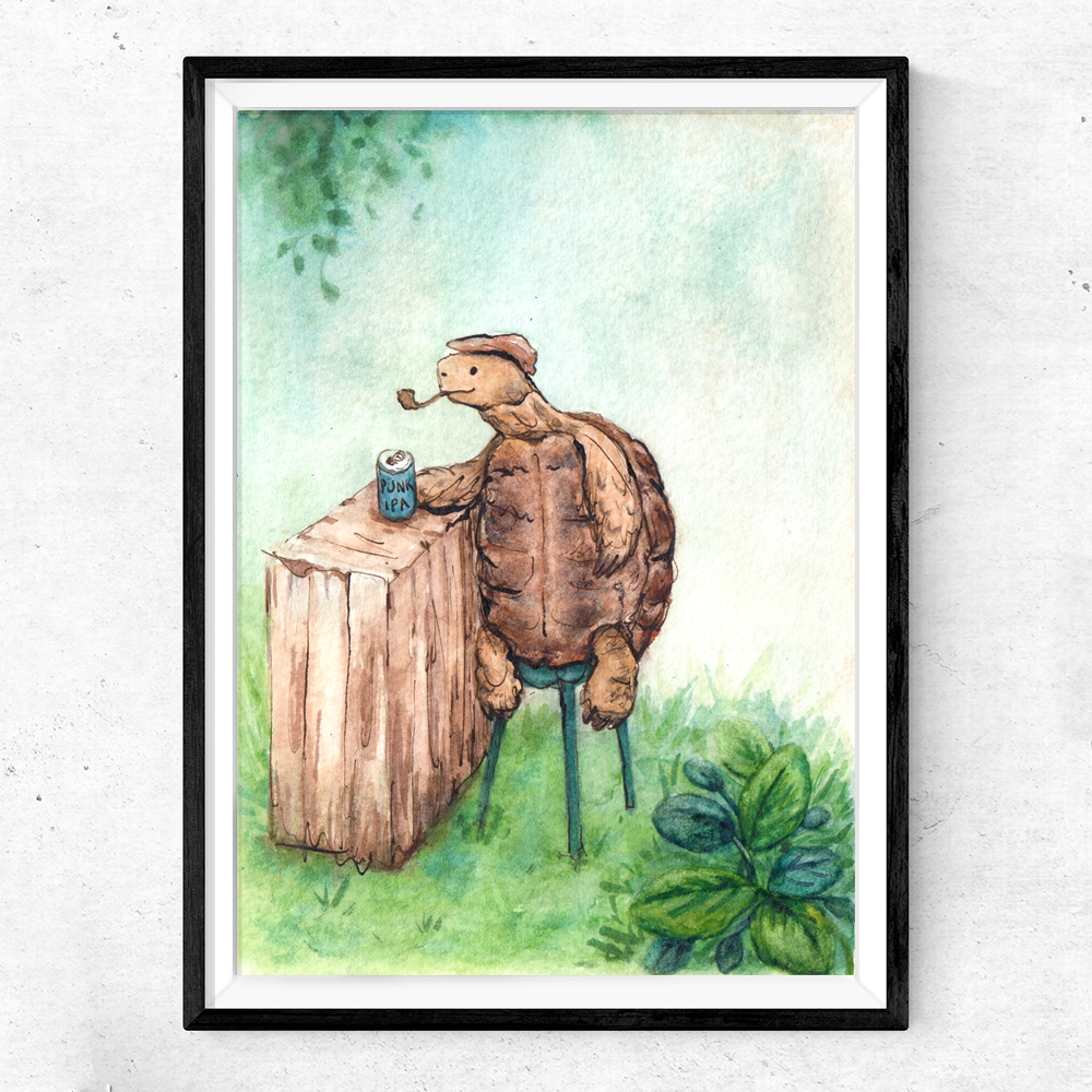 Tortoise having a beer | Print