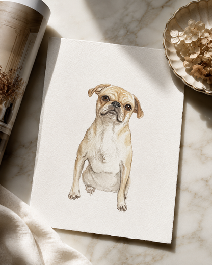 Watercolour Dog Portrait From Photo