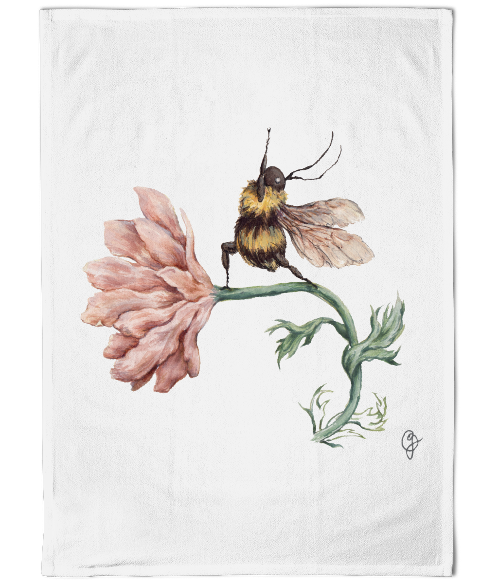 Watercolour Yoga Bee Cotton Tea Towel