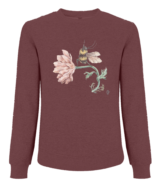 Watercolour Yoga Bee Sweatshirt - Pure Organic Cotton | Burgundy