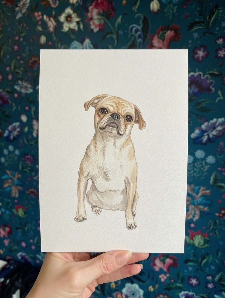 Watercolour Dog Portrait From Photo