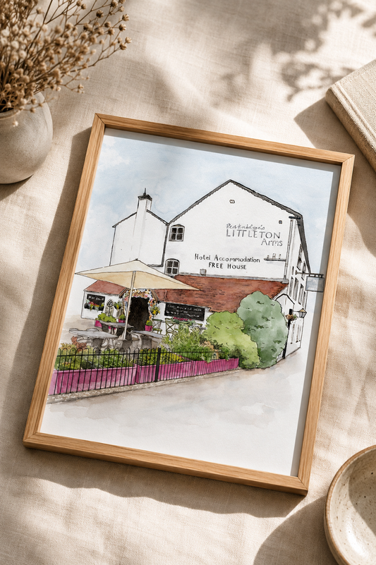 Personalised Pub Illustration – Custom Watercolour Pub Portrait