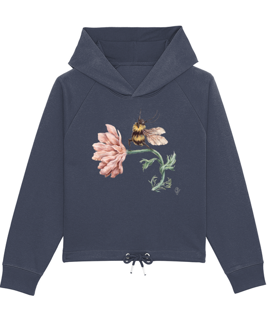 Organic cotton | Watercolour Yoga Bee Hoodie | India Ink Grey