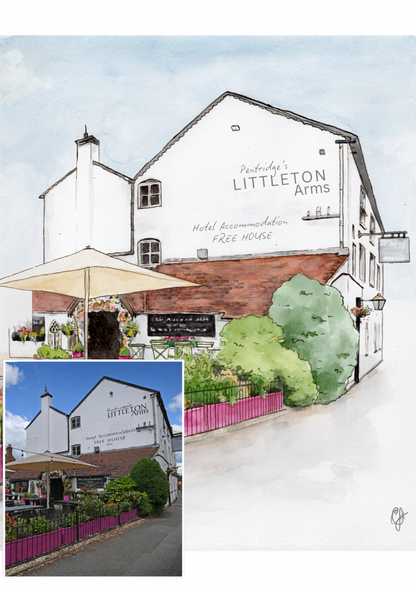 Personalised Pub Illustration – Custom Watercolour Pub Portrait