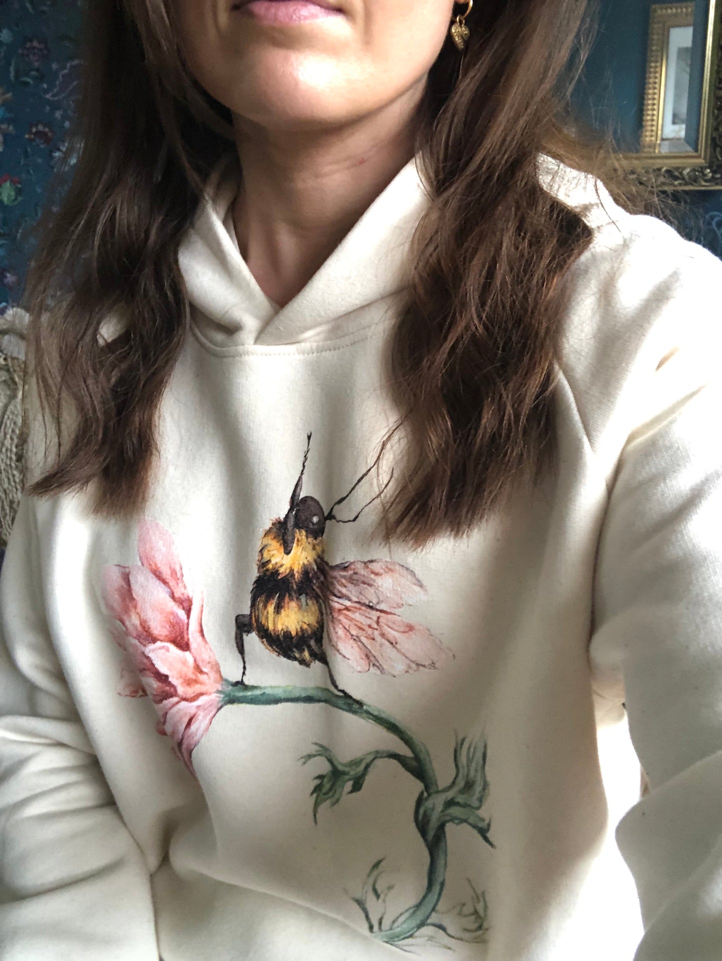 Organic Cotton Watercolour Yoga Bee Hoodie