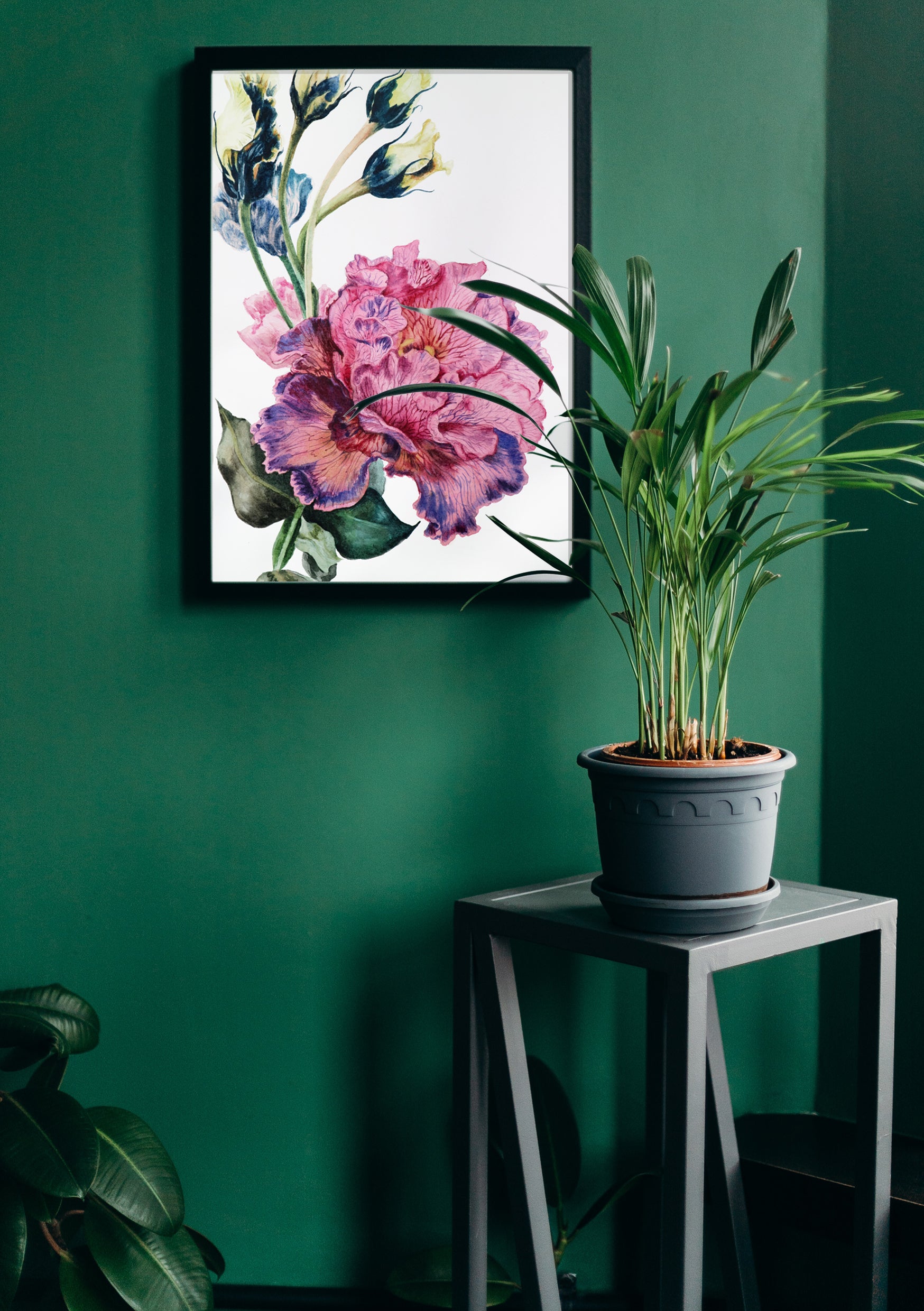 framed print of a watercolour lisianthus flower