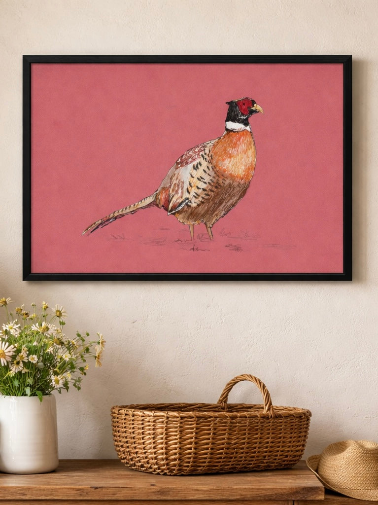 Hand-illustrated pheasant art print