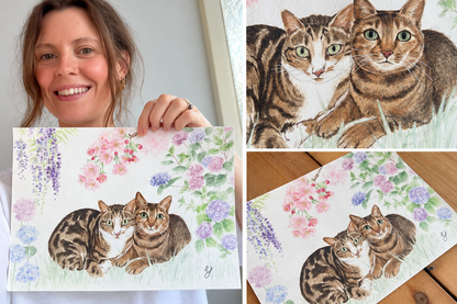 Custom Cat Portrait – Personalised Watercolour Painting
