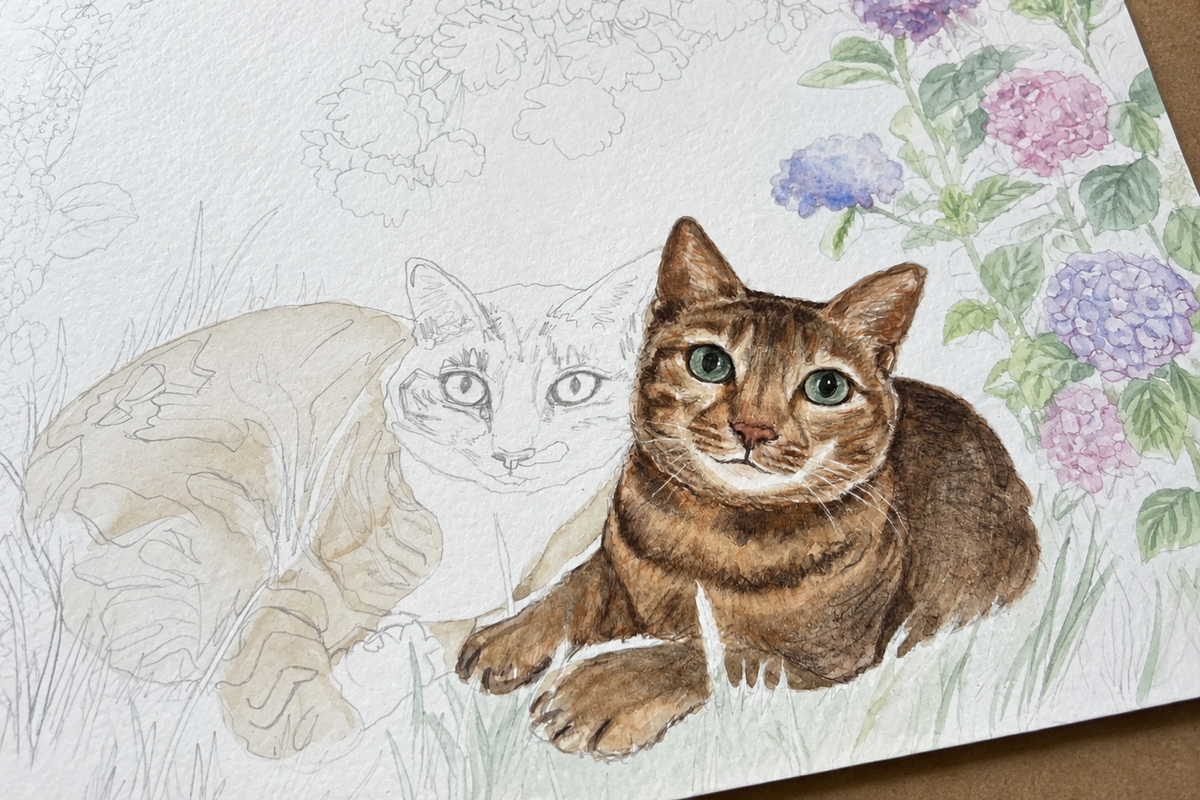 Custom Cat Portrait – Personalised Watercolour Painting