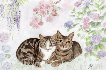 Custom Cat Portrait – Personalised Watercolour Painting