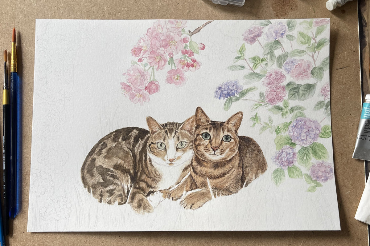 Custom Cat Portrait – Personalised Watercolour Painting