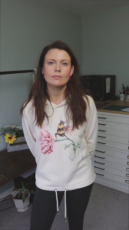 Organic Cotton Watercolour Yoga Bee Hoodie