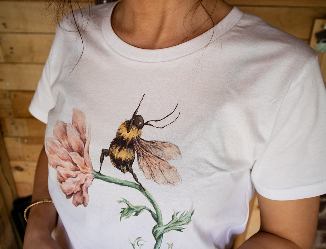 Organic (Rolled Sleeve) Yoga Bee T-Shirt