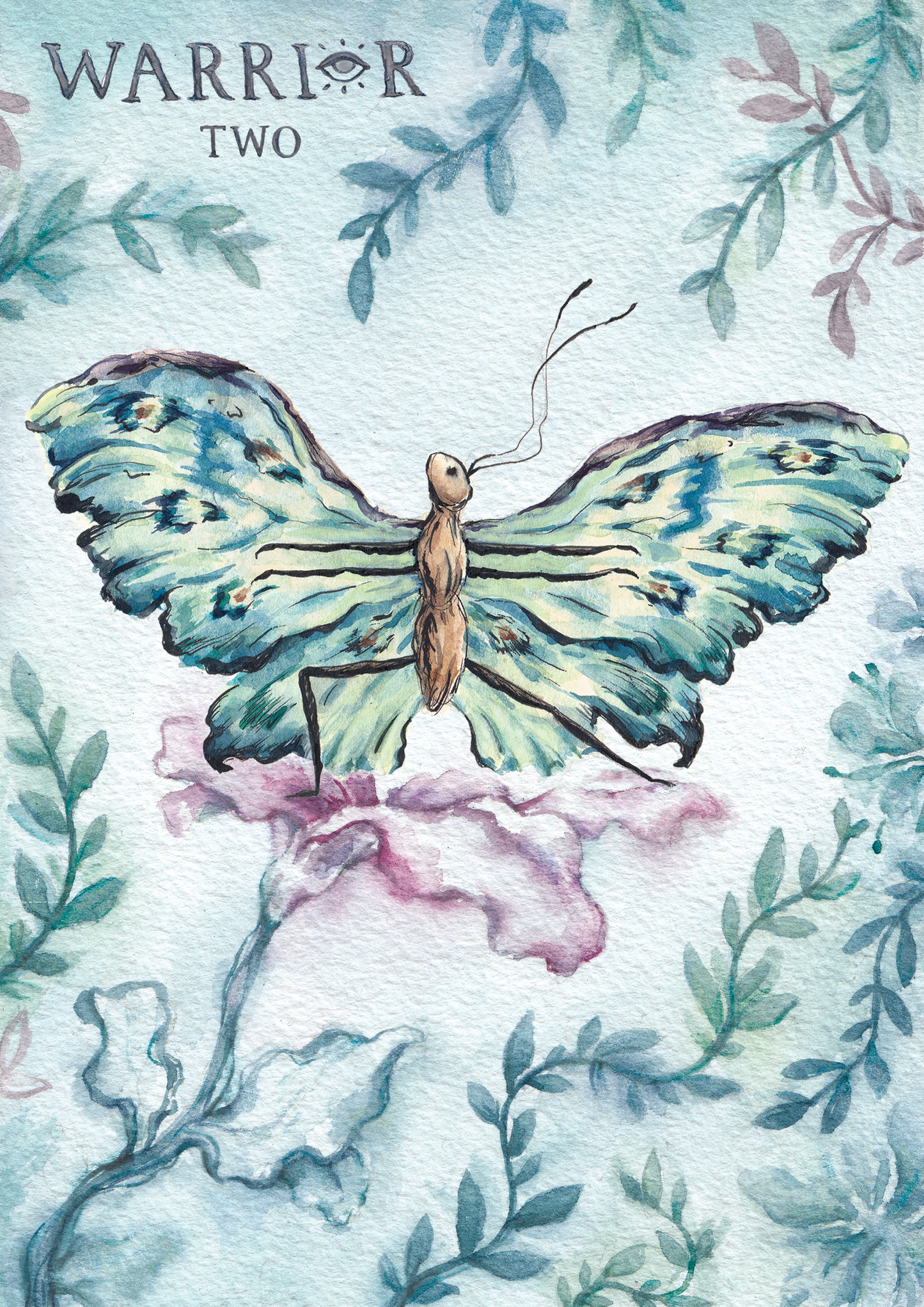 A watercolour painting of a butterfly doing yoga - a yoga butterfly 
