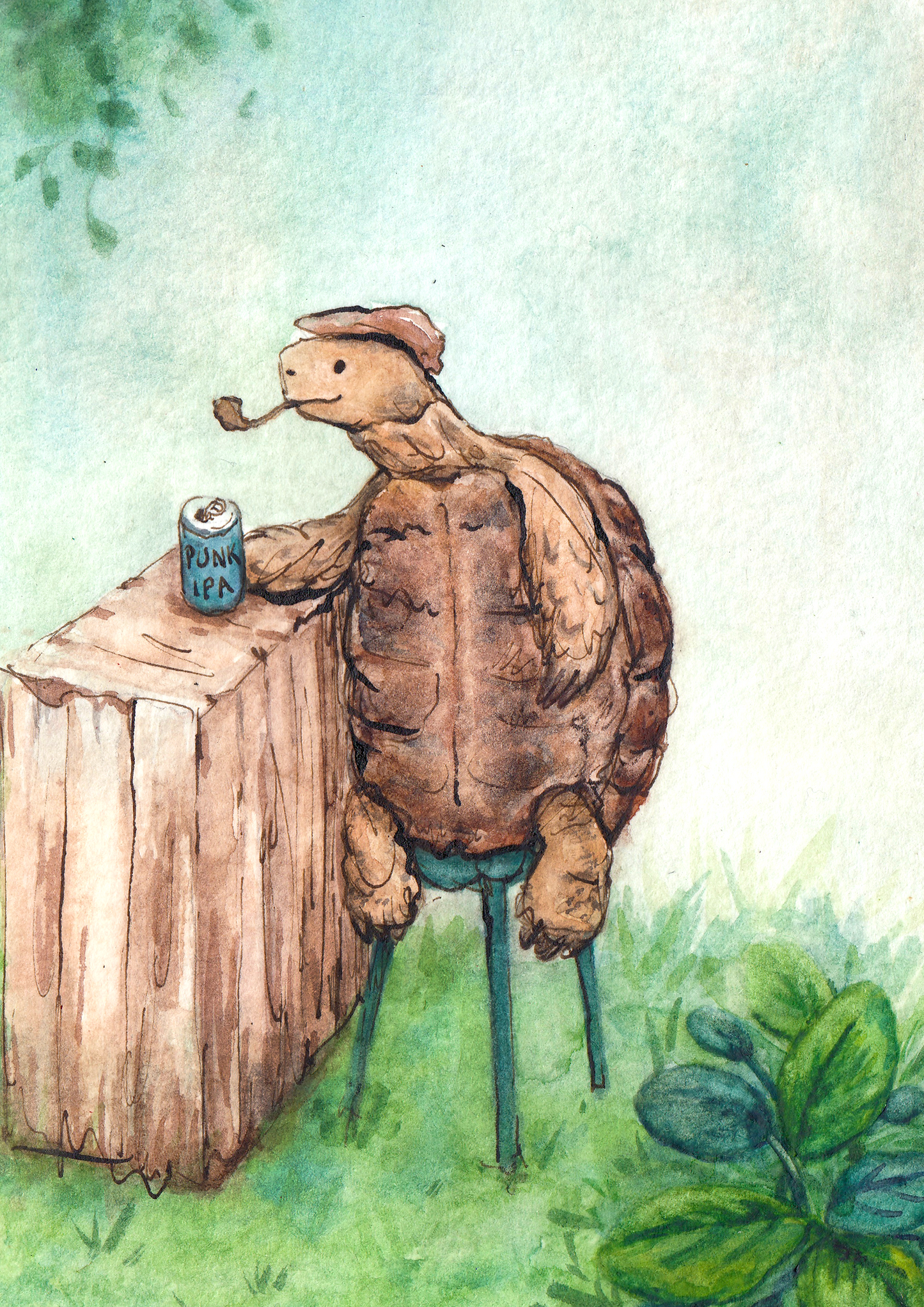 Tortoise having a beer | Print